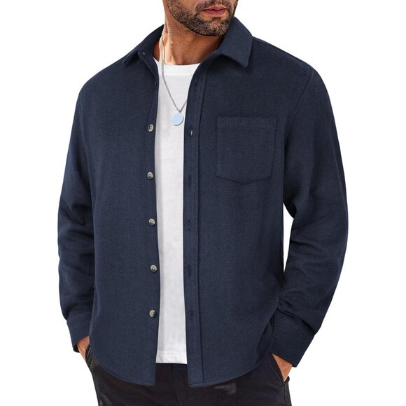 Coofandy Other - Coofandy Mens Navy Blue Shirts Plaid Shirt Casual Button Down Shirts Jacket